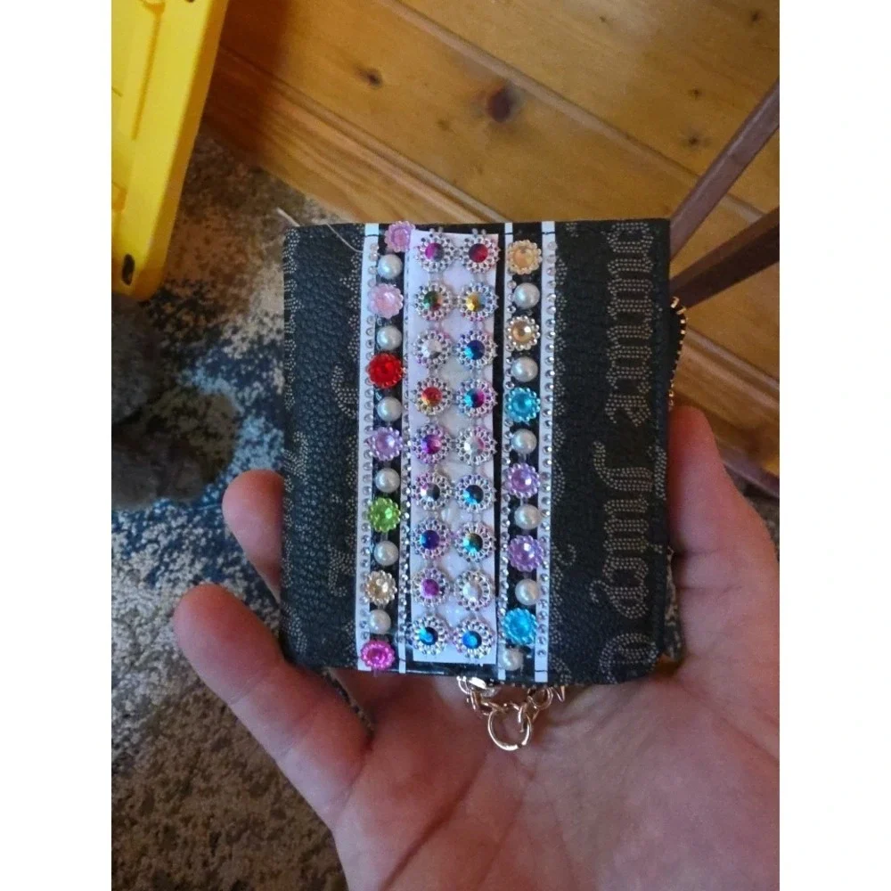 NWOT Juicy Couture Coin Card Wallet With Keychain Bedazzled Embellished Jeweled